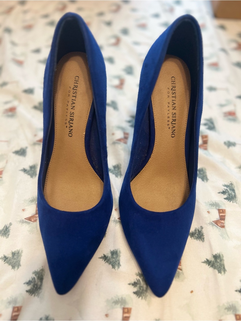 Christian Siriano Cobalt Pointed-Toe Suede Pumps